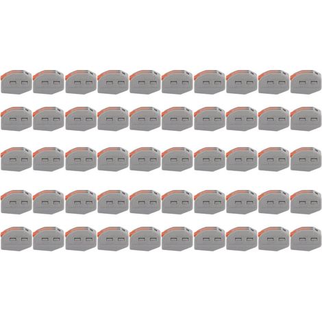 50 pièces bornes à levier 2 ports pour raccordement de fils conducteurs - Kit de jonction électrique orange (1/5)