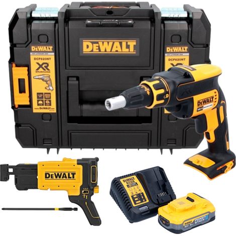 DeWalt DCF 620 H1T Akku Trockenbauschrauber 18 V 30 Nm Brushless + 1x Powerstack Akku 5,0 Ah + Ladegerät + TSTAK (1/5)