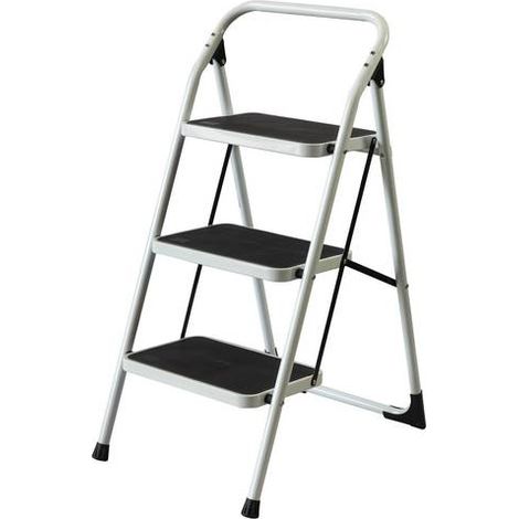 Escalera Domestica Tijera 0,730Mt 3 Peldaños Anch Acero Bl Homelux (1/4)
