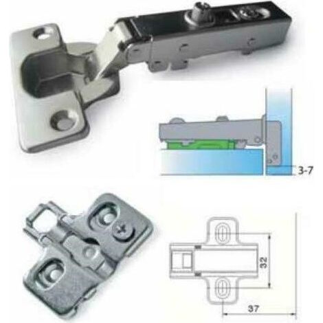 Cerniera ammortizzata per mobili e cucina 110° box 35 c/basetta con clip dimensione disponibile: collo 0 - bassa