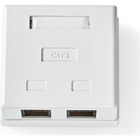 Nedis Netzwerk-Wanddose / Oberflächenmontage / 2-Port port(s) / UTP CAT6 / Gerade / Buchse / Vergoldet / PVC / Weiss / Box