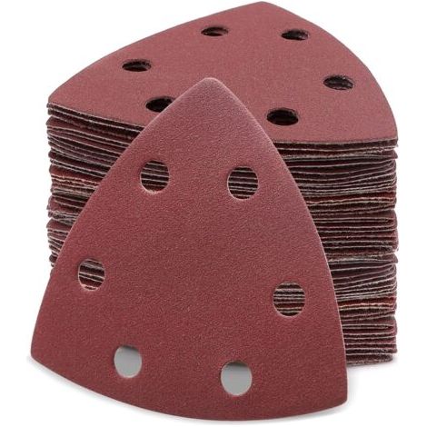 60 Pièces Delta-Triangles de Ponçage Papier Abrasifs pour Ponceuse Delta - 93 x 93 x 93 mm Triangles Abrasifs Autoagrippants (Grain 40/80/120/180/240/320, 6 Trous) (1/5)