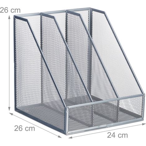 Portariviste a 3 scomparti per documenti A4 ufficio archiviazione efficiente 26 x 24 x 26 cm in acciaio nero 130014142