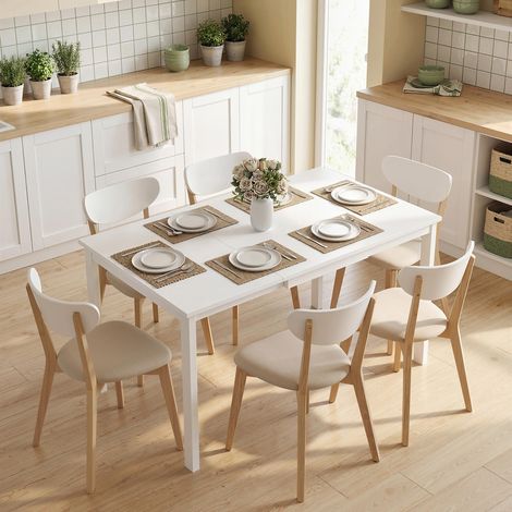 Table à manger extensible 80-120 cm pour 4 à 6 personnes. table de cuisine avec extension coulissante. blanc