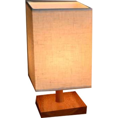 Lampe de Table LED en Bois Massif, Abat-Jour Moderne, Interrupteur à Bouton pour Chambre d'Hôtel, Type Prise Carrée (1/5)