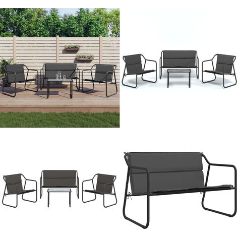 Set Salotto da Giardino 4 pz con Cuscini in Acciaio Antracite - Sedie da giardino - Panca da giardino