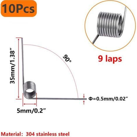 10 Pièces Ressort de Torsion Ressort de Rappel Diamètre du Fil 0 5mm Diamètre Extérieur 5mm Angle 90° pour réparations à Domicile (1/3)