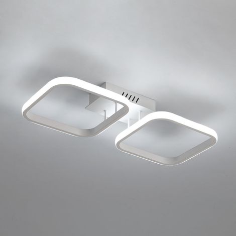 GOECO Plafoniere LED, Moderna lampade da soffitto LED 2 quadrate bianche per cucina, camera da letto, corridoio, 30W Plafoniera a LED in acrilico, Diametro 50cm (1/5)