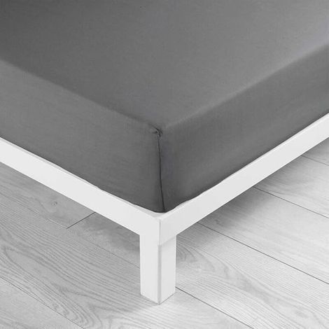 douceur d'intérieur, Drap Housse (140 x 200 cm), Coton, Gris foncé (1/5)
