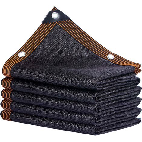 Vela ombreggiante nera 2 x 5 m - Rete protettiva solare spessa e rinforzata - Rete ombreggiante resistente ai raggi UV per giardino, balcone e auto - Con occhielli - Rete resistente per la protezione  (1/5)