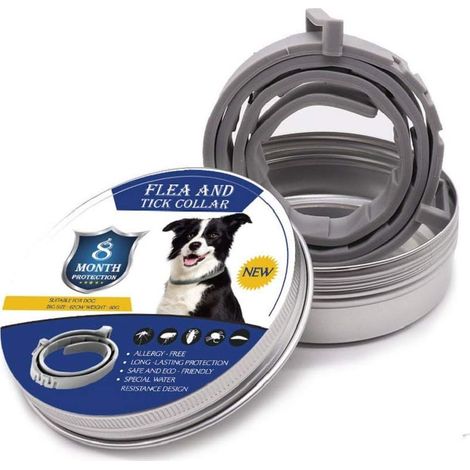 Collier Anti-Puces et Tiques pour Chien et Chat, Étanche, Réglable, Protection 8 Mois, Grand Modèle
