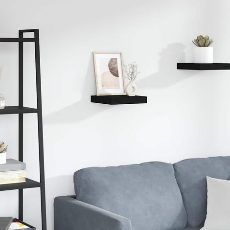323823 vidaXL Floating Wall Shelf Black 23x23,5x3,8 cm MDF (1/5)