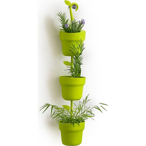 Tris Contenitori Portapiante Per Parete Verde (1/5)