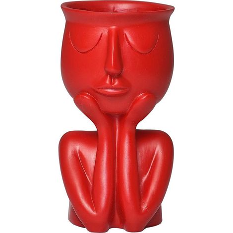 Pot de fleurs en résine pour plantes succulentes, vase en forme de tête de visage, sculpture décorative pour la maison et le jardin (1/4)