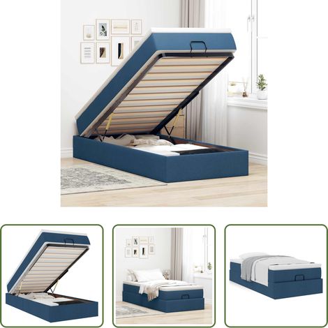Matratze - Ottoman-Bett mit Matratze Blau 100x200 cm Stoff (1/5)