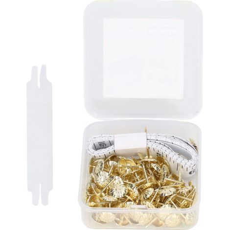 [Dekorative Reißnägel] Set mit 100 goldenen dekorativen Kopfnägeln für Sofas mit Zubehör [Stahl, 16 mm] (1/5)