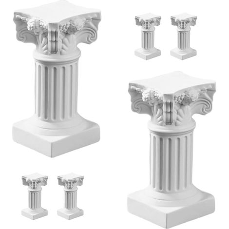 Bougeoir Colonne Romaine Robuste et Résistant en Résine Décoration Élégante Blanc, Lot de 6 Pièces pour Table de Fête Cuisine (1/5)