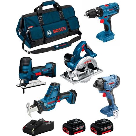 BOSCH Kit 18V BK501BAG (GSA 18 V-LI C + GST 18 V-LI S + GKS 18 V-LI + GSB 18V-21 + GDR 18V-160 + 2 x 4,0 Ah + GAL18V-40 +Tasche) (1/5)