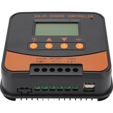Ortviai Régulateur de charge solaire MPPT 20 A, 12 V / 24 V automatique, écran LCD, compatible batteries GEL, SLA, LFP, Li