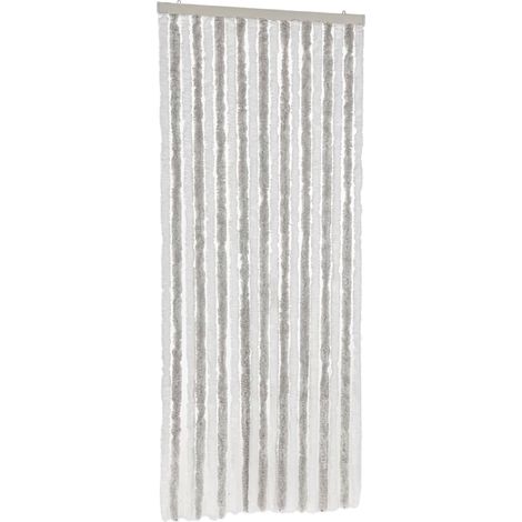 Fly Curtain Light Grey and White 56x200 cm Chenille vidaXL