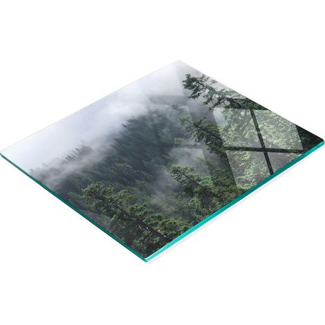 Tabla de cortar decorativa de vidrio templado para cocina, color niebla forestal, 60x52 cm. (1/5)
