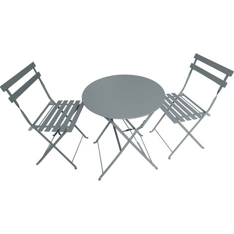 TERRE JARDIN - Juego de bistro plegable - Mesa redonda y 2 sillas para jardín o terraza Verde (1/4)
