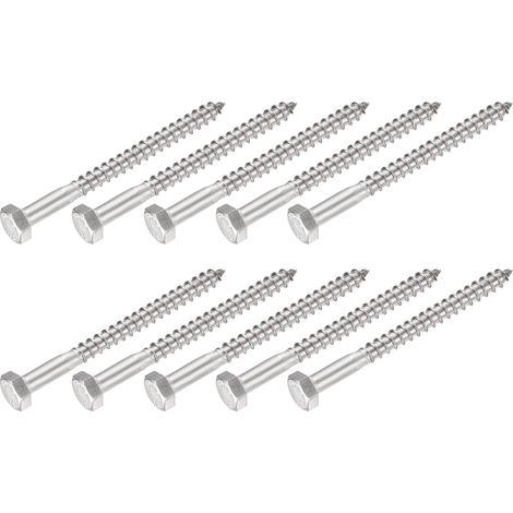 Hex Tirefond Vis (M6x75mm)10pcs, 304 Inox Acier Autotaraudeurs Bois Boulons - pour Ménage Applications (1/5)