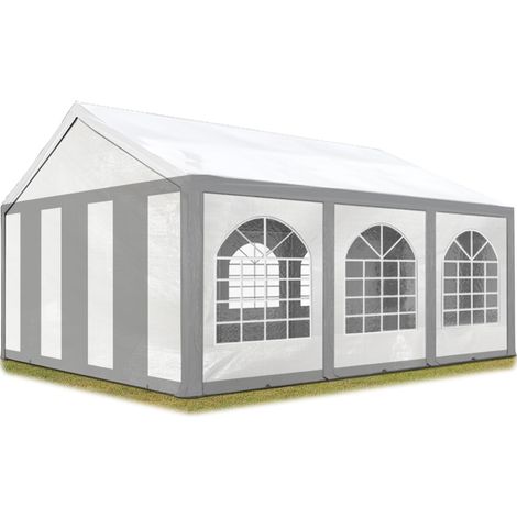 Excellent Marquee 3x6 m with strong PE 450 N tarpaulin Party Tent with fully galvanised & bolted steelframe grey white (1/5)