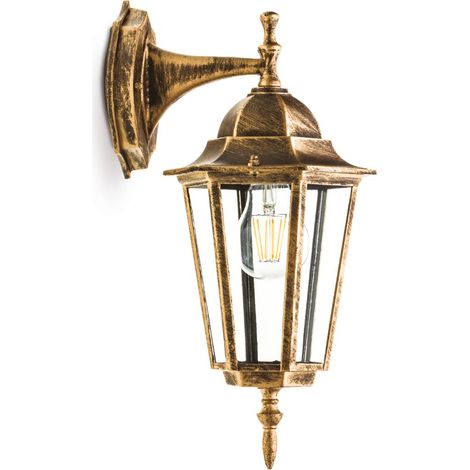 Retro-Außenwandleuchte mit Boden, goldfarben, 1xE27, 50W, LO4102, IP54, Kobi (1/5)