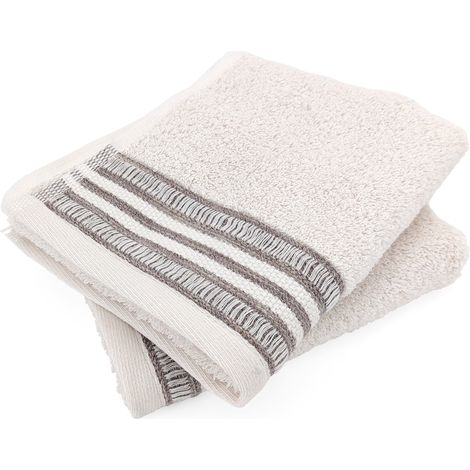 Lot de 2 serviettes invité pur coton 33x50 cm coton DRY beige (1/5)