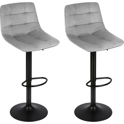 Haloyo® 2er-Set Barhocker, Hochstühle, höhenverstellbar, Metallgestell, drehbar, hellgrau (1/5)