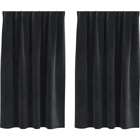 Rideaux occultants 2 pcs Noir 140 x 140 cm Velours