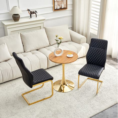 Esstisch Set rund 60 cm mit 2 Stühlen MDF Metall OKMYHOME (1/5)