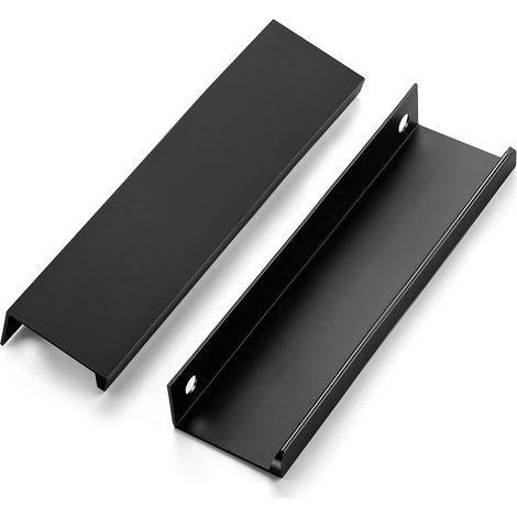 Lot de 6 Poignée de Meuble, Poignée Invisible, Poignée Meuble en Alliage d'Aluminium, Entraxe 128mm, Noir (1/5)