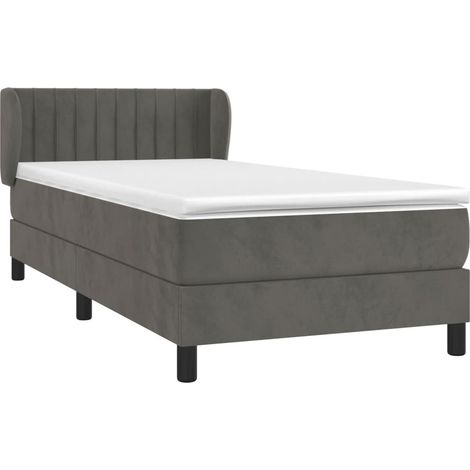 vidaXL Giroletto a Molle con Materasso Grigio Scuro 90x190 cm Velluto (1/5)