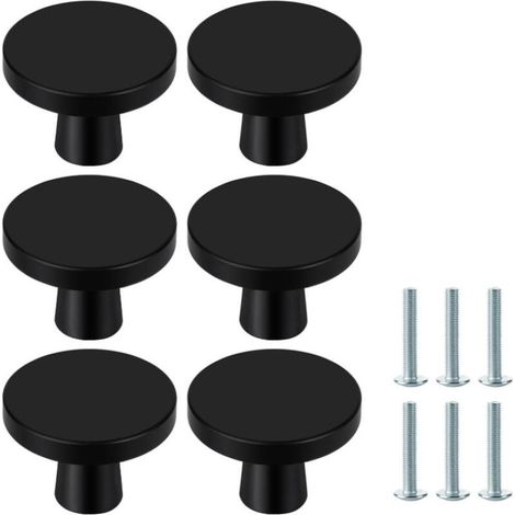 pcs Boutons de porte, boutons d'armoire noirs, boutons d'armoire ronds, boutons de tiroir noirs, poignées de porte de cuisine pour commodes, armoires, meubles. (1/5)