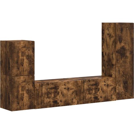 Maison Exclusive - Conjunto de mueble de TV 4 pcs Roble ahumado