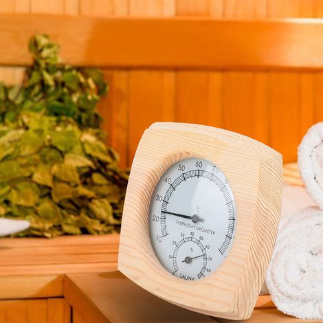 Nouveau Thermomètre D'Humidité En Bois Pour Sauna Accessoire Résistant À La Chaleur En Pin Blanc-AUTRES (1/5)