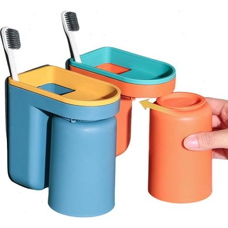 Set di 2 porta spazzolini da appendere, porta spazzolini autoadesivo, porta dentifricio da appendere, accessorio per il bagno, porta spazzolini, organizer per il bagno (1/5)