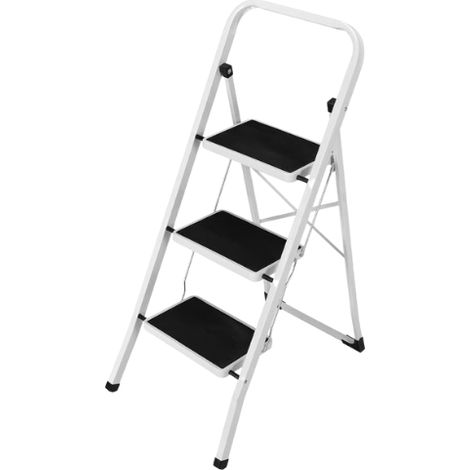 Scala Scaletta pieghevole salvaspazio con 3 gradini antiscivolo acciaio (1/4)