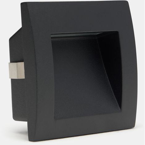 Forlight - Empotrable de pared Zilo Aluminio, Cristal Negro, Transparente