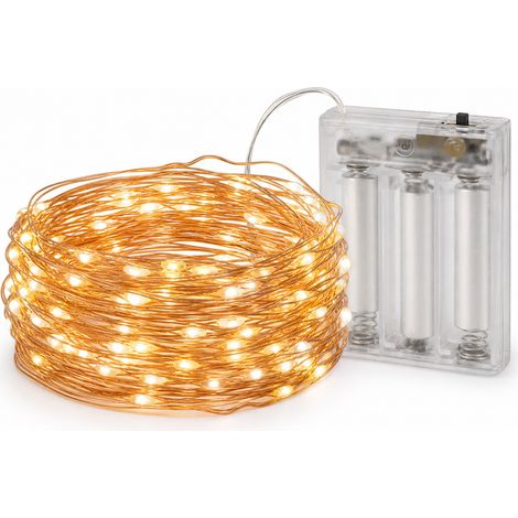 10 m Copper LED String Lights 100 Lamps for Yellow Decoration (1/5)
