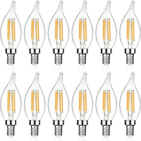 Lot de 12 ampoules LED décoratives, en forme de flamme, culot E12, à intensité variable, pour les maisons, les cafés, les bars et les environnements intérieurs.-AquaForge (1/3)