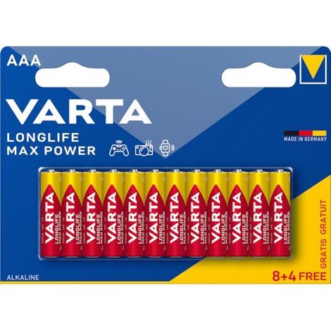Pile LONGLIFE POWER MAX - LR3/AAA - 1.5 V - blister de 12 - VARTA (1/3)