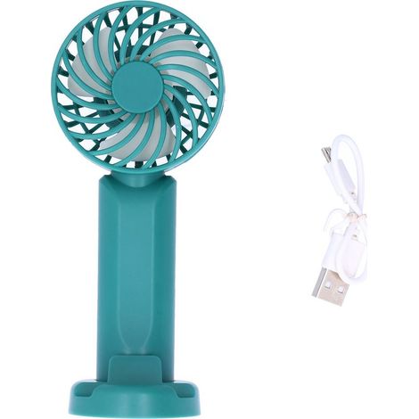 Ventilateur de Poche 3 Vitesses avec Support Téléphone Portable pour Étudiant - Vert (1/5)