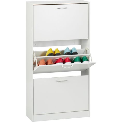Relaxdays Scarpiera a 3 Scomparti, Scaffale Stretto Salvaspazio Slim, HLP: 116 x 60 x 24 cm, per 18 Paia di Scarpe