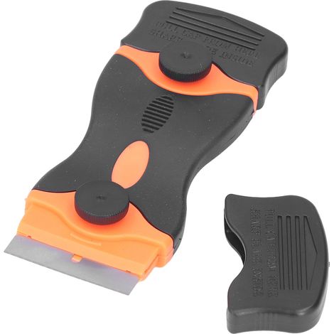 2 Stück 2-in-1 Schaberwerkzeug ABS-Rasierklingen-Schaberwerkzeug Metall-Kunststoffklingen zur Reinigung (Schwarz Orange) (1/5)
