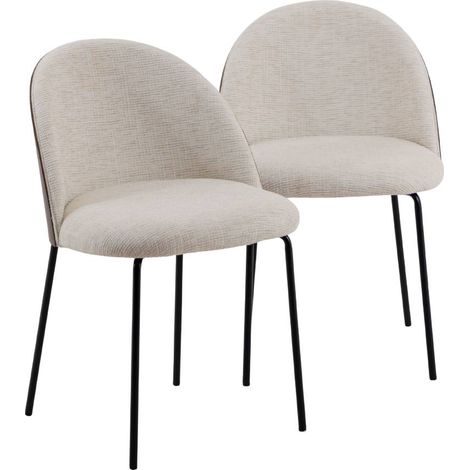 Chaise en tissu écru et métal Kanoa (lot de 2) (1/5)