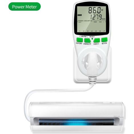 Wattmètre 230 V/16 A- Compteur de Consommation Électrique - Prise Contrôle Cout Consommation Electrique - Prise Compteur d'Énergie avec Grand Ecran LCD