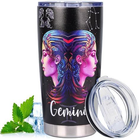 Stainless Steel Thermos Mug, 560ml Double Insulated Vacuum Mug, Travel Coffee Mug with Lid, Powder Coated Mugs for Hot and Cold Drinks (Gemini) (1/5)